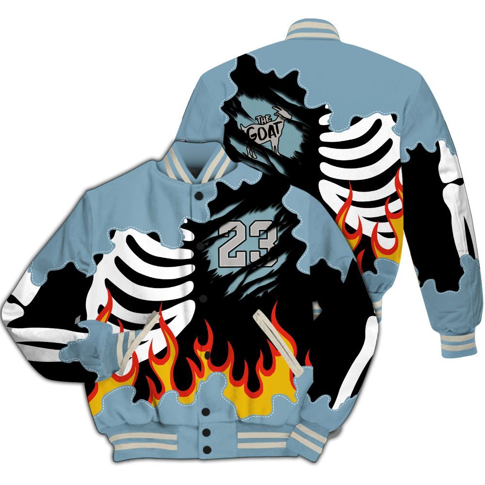 Varsity Jacket To Match Retro SoleFly 13s - Burning Skeleton 23 G.O.A.T All Over Print