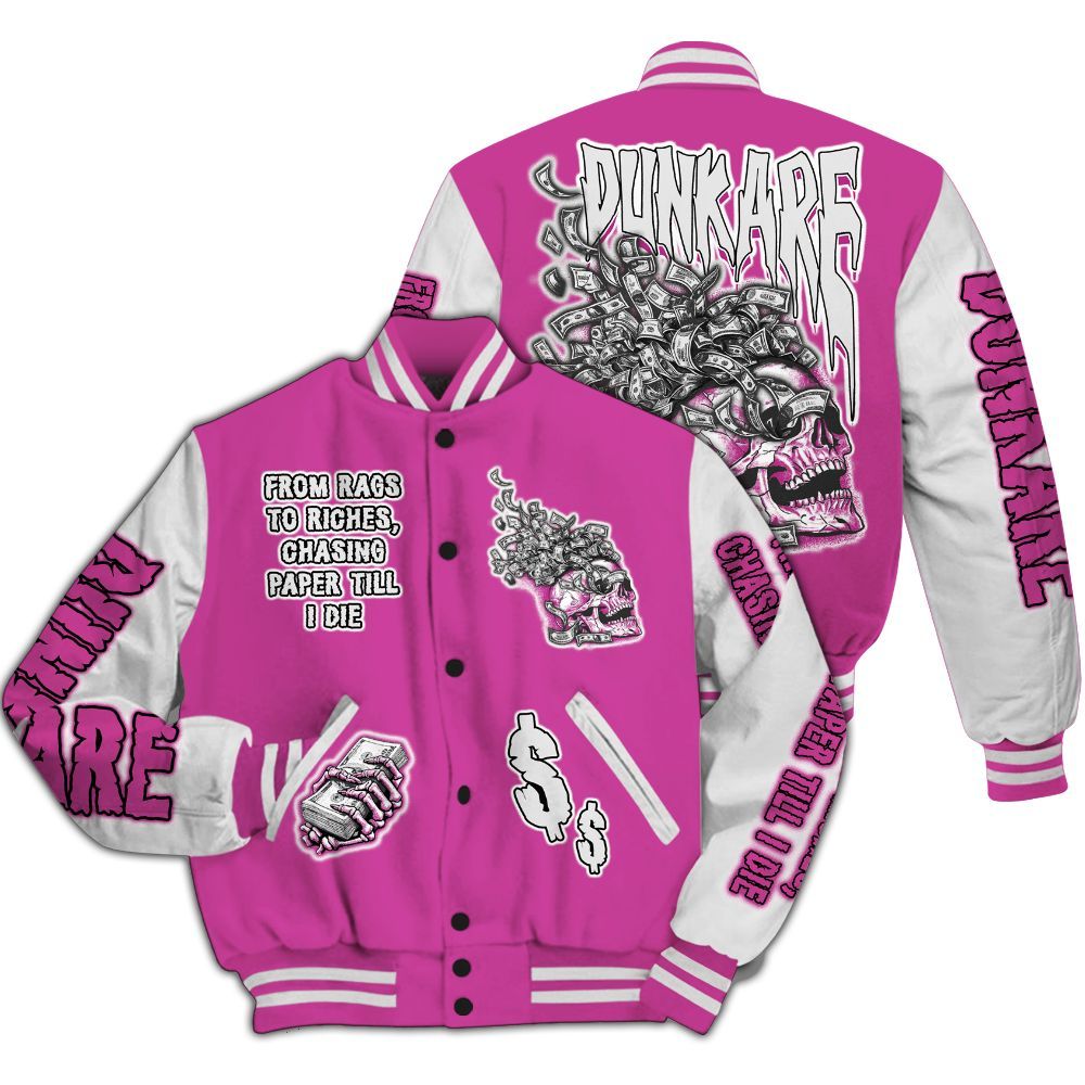 Varsity Jacket To Match Dunk Low Active Fuchsia - From Rags To Riches All Over Print