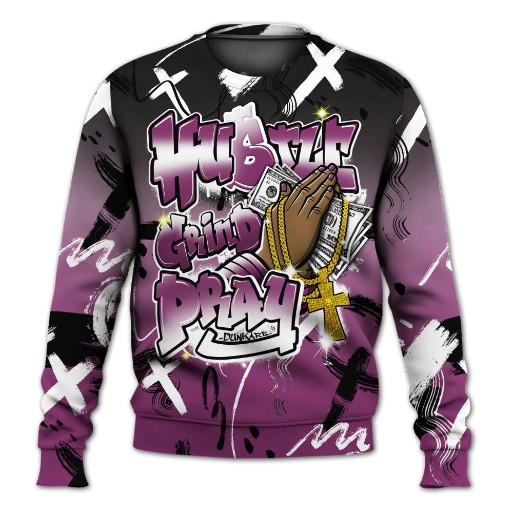 Sweatshirt To Match Air Max Sunder Gore Tex Bold Berry - Money Hustle Grind Pray All Over Print