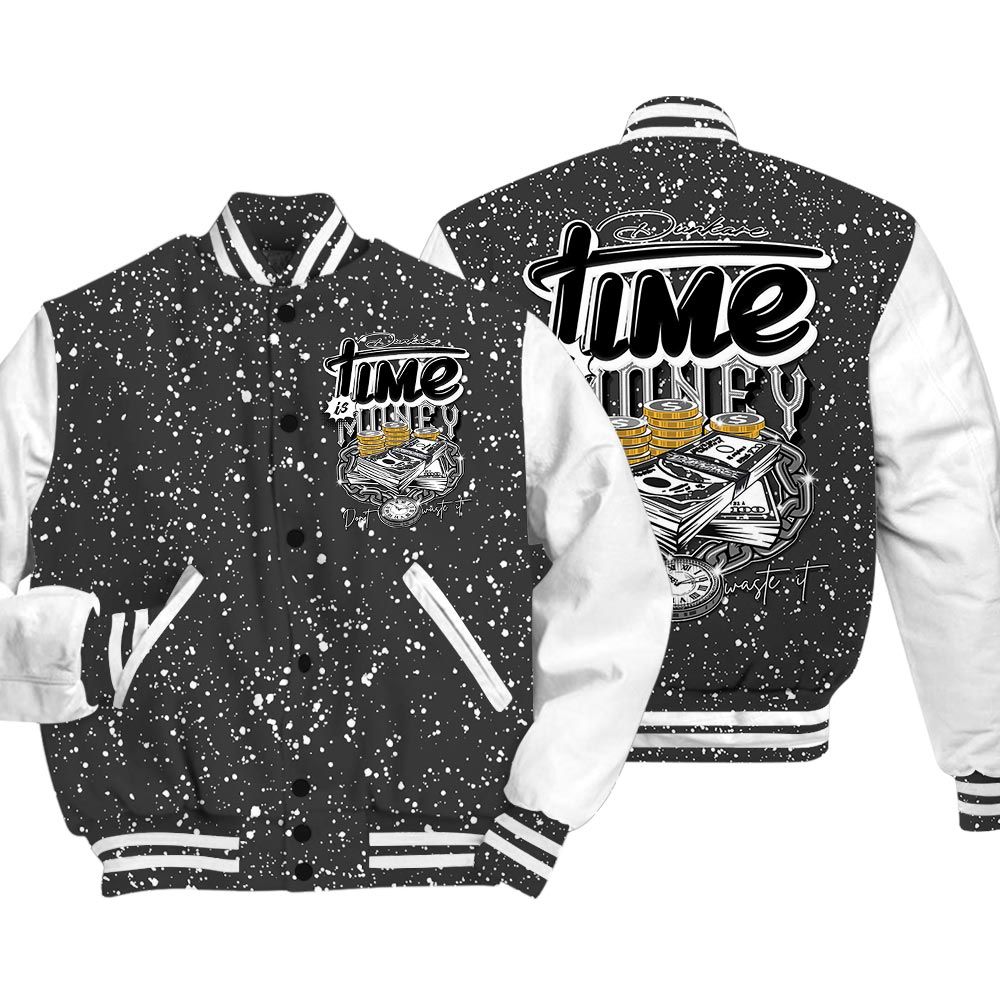 Varsity Jacket To Match Varsity Time Is Money, Reverse Oreo 6s Baseball - To Match Sneaker Reverse Oreo 6s Graphic Tee 1904 HDT