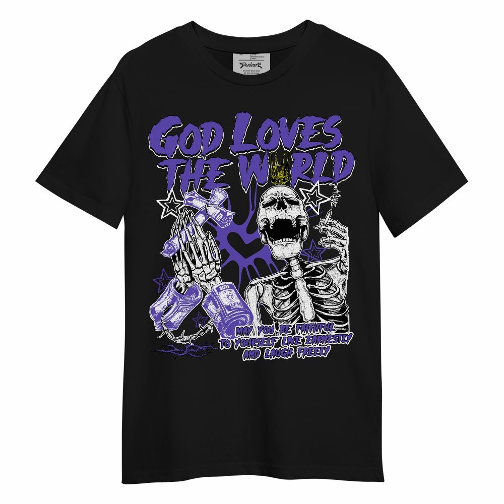 Shirt To Match Field Purple 12s - God Loves The World Unisex Shirt