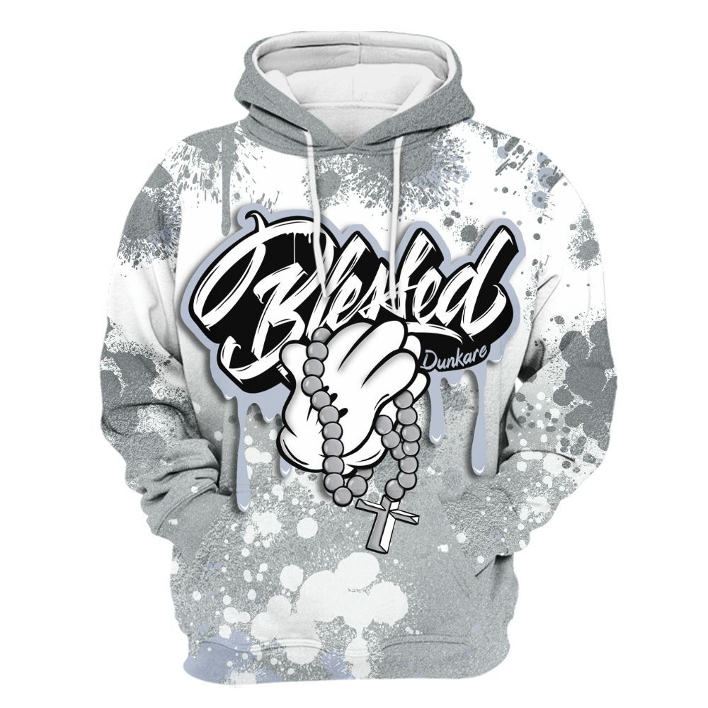 Hoodie To Match White Metallic 2026 5s - God Blessed Ink Drip All Over Print