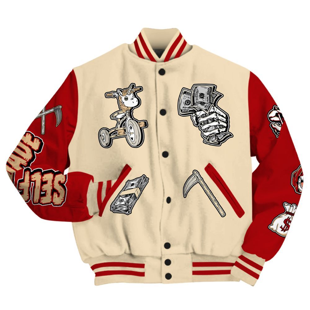 Varsity Jacket To Match Dunk Low Strawberry Waffle - Self Make Skeleton All Over Print