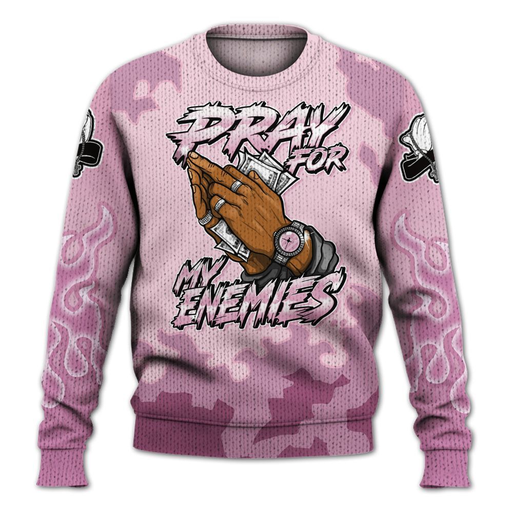 Knitted Sweater To Match Orchid 4s - Prayed For Enemies Graphic Blessing