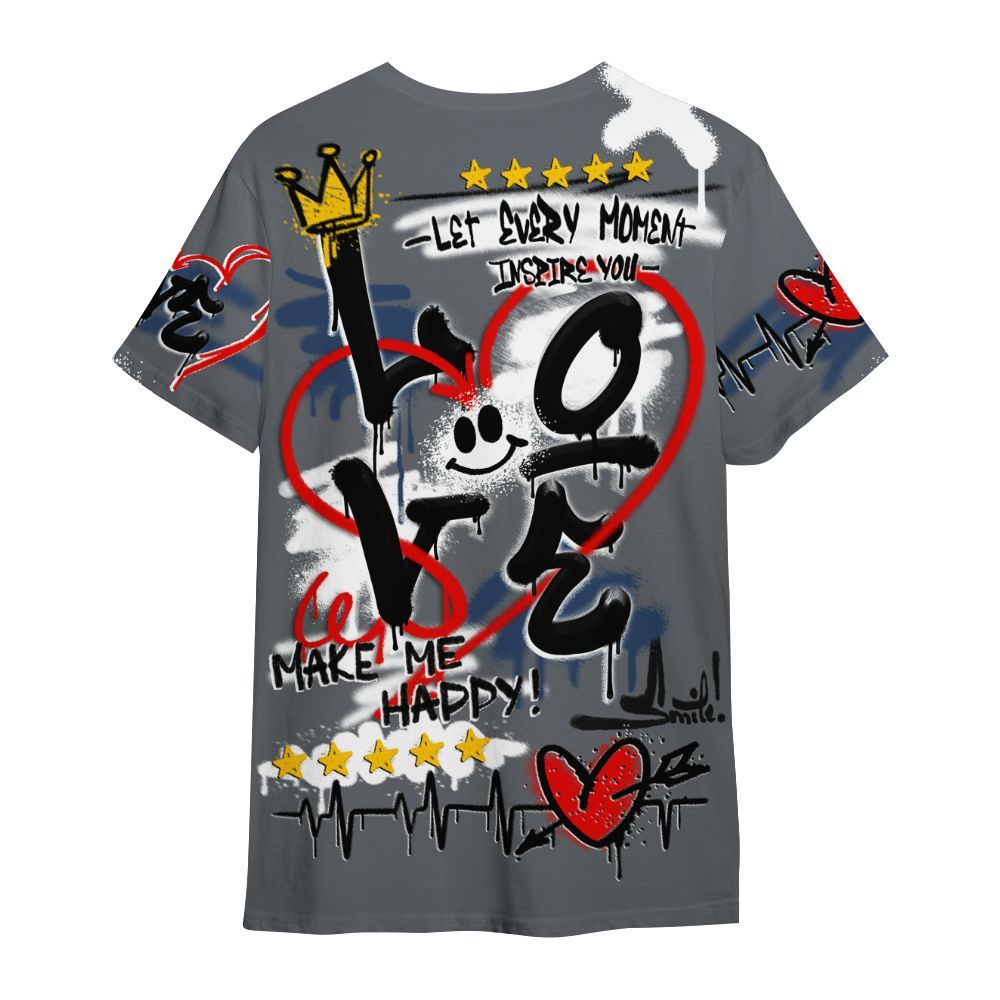 Shirt To Match Flint Grey 9s - Happy Love Beats Graffiti Streetwear All Over Print