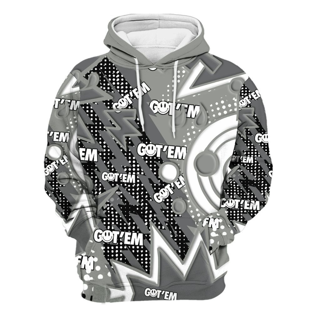 Hoodie To Match Paris Cement Grey 4s - Retro Vintage 90s All Over Print