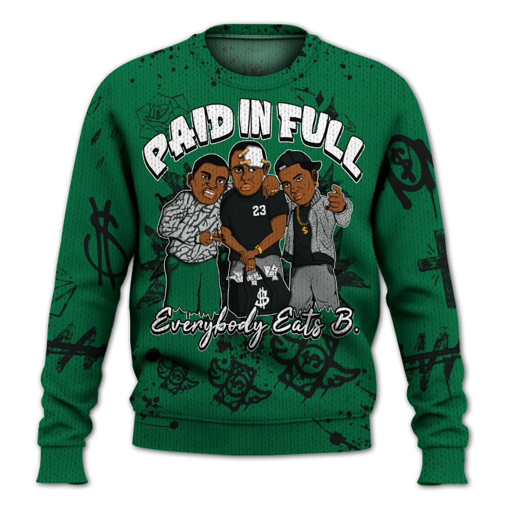 Knitted Sweater To Match Pine Green 3s - Everybody Paid In Full Crayon