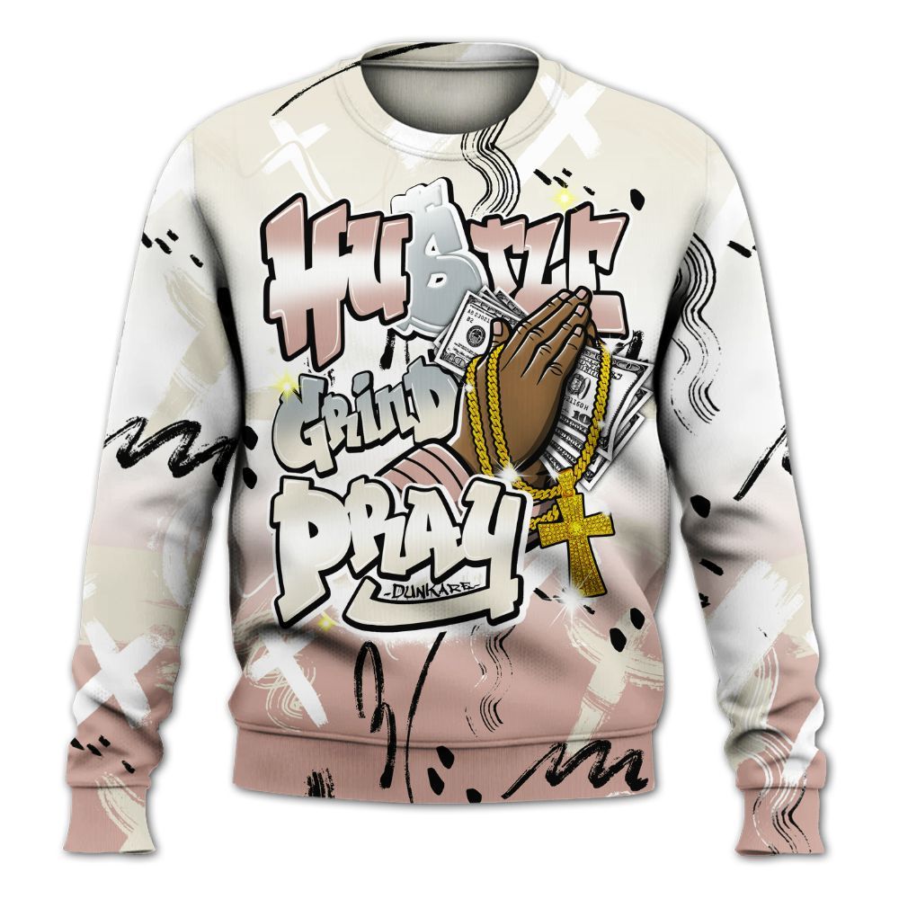 Sweatshirt To Match Air Force Low 1 Arctic Orange - Money Hustle Grind Pray All Over Print