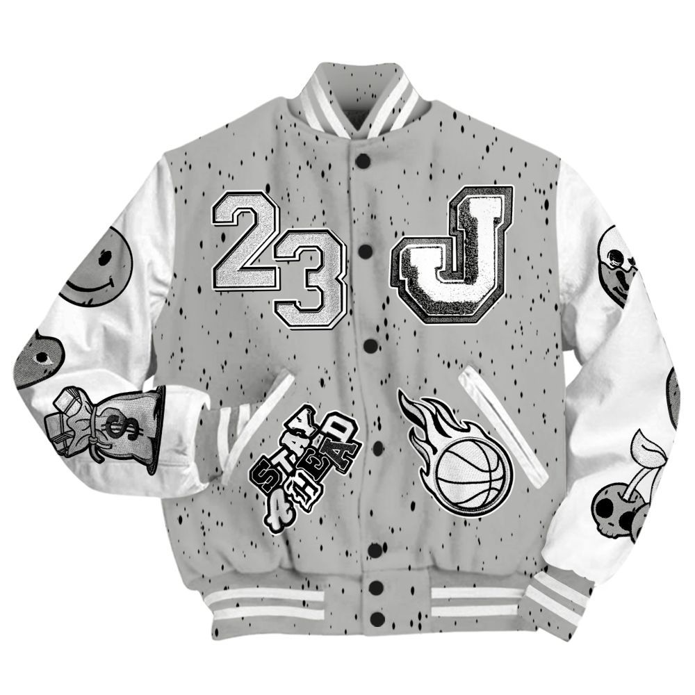 Varsity Jacket To Match Retro White Oreo 4s - Hustles Money Number 23 All Over Print