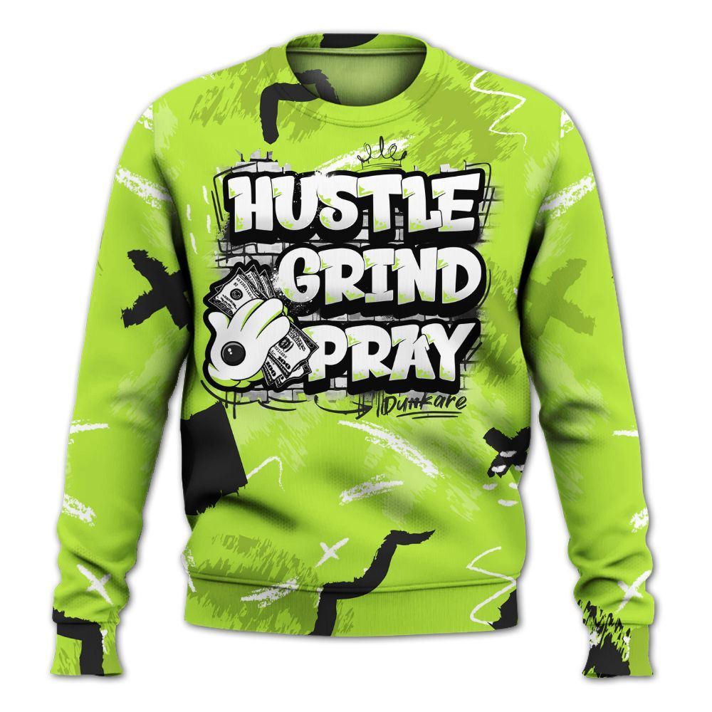 Sweatshirt To Match Air Force 1 Low Dance Volt - Hustle Grind Pray Retro All Over Print