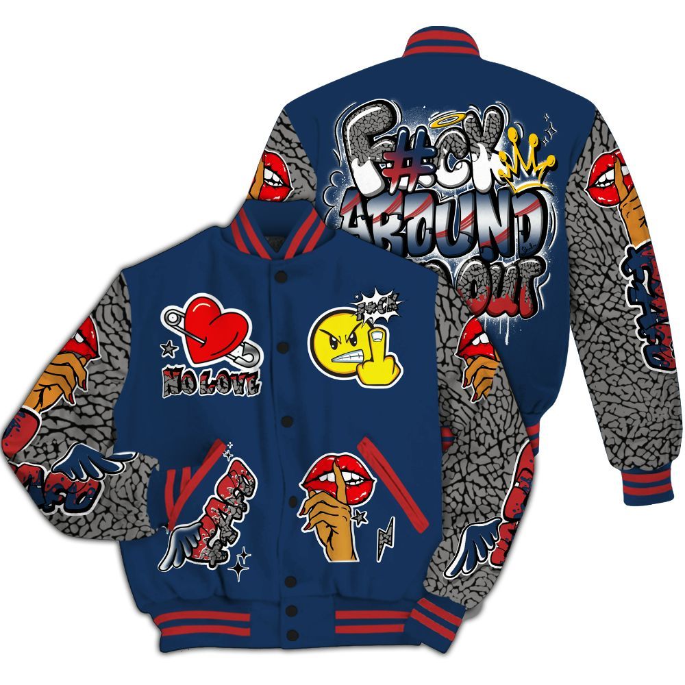 Varsity Jacket To Match SP Sport Royal 3s - FK Around Find Out All Over Print