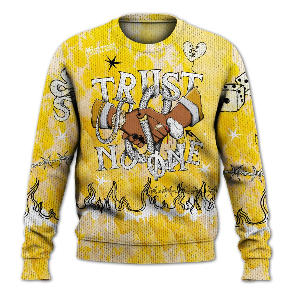 Knitted Sweater To Match Low Yellow Python 11s - Trust No One Snake-Bite Doodle Crayon