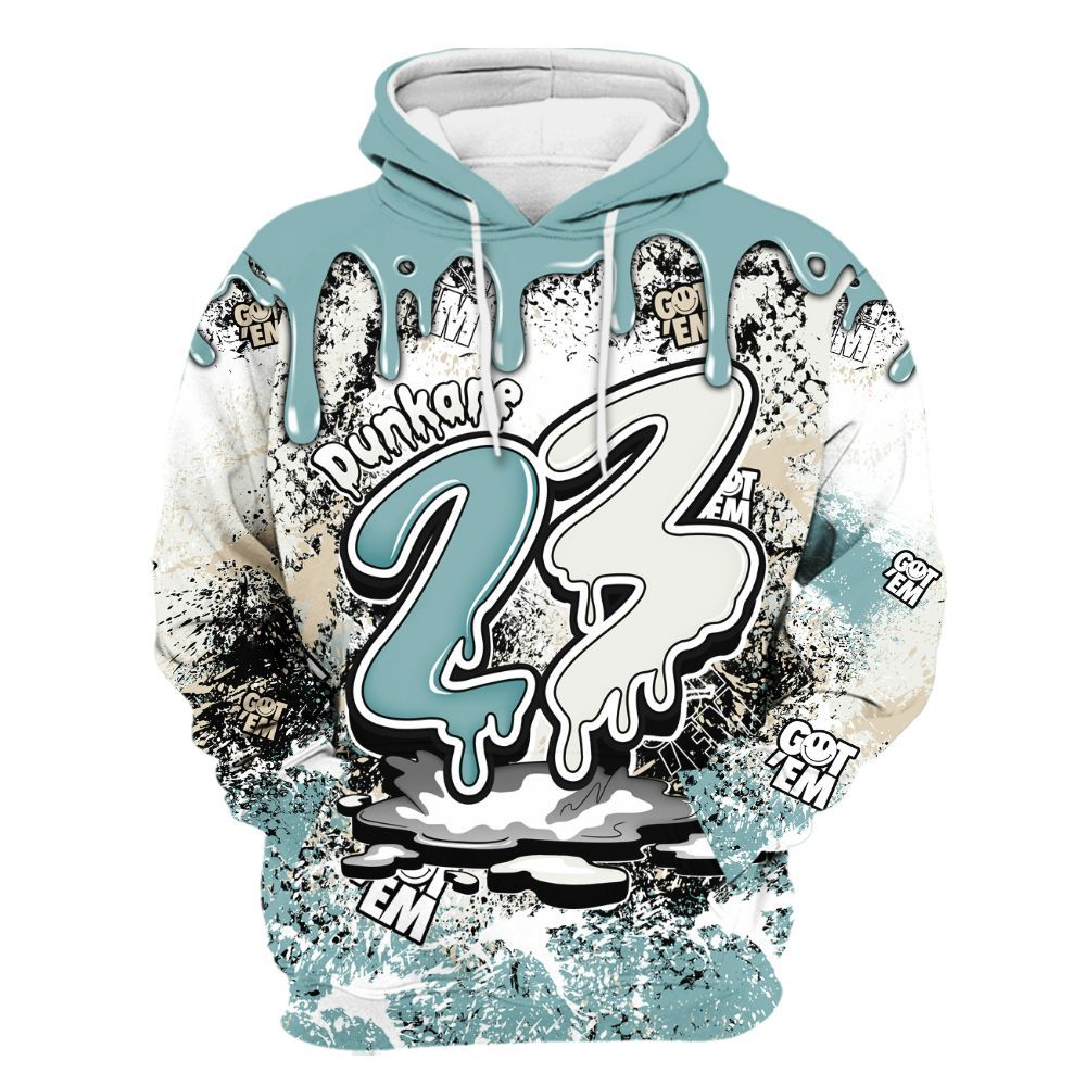 Hoodie To Match Dunk Low Glacier Blue Pale Ivory - Dripping 23 Drip All Over Print