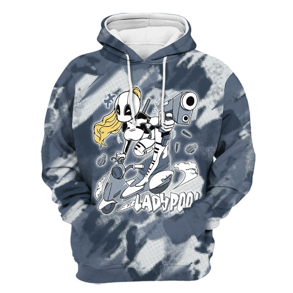 Hoodie To Match Low Diffused Blue 11s - Lady Pool Cartoon Abstract Halftone All Over Print
