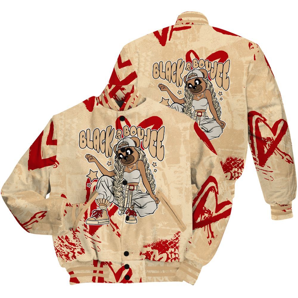 Varsity Jacket To Match Dunk Low Strawberry Waffle Shirt - Boujee Girls Bear Heart Grunge All Over Print