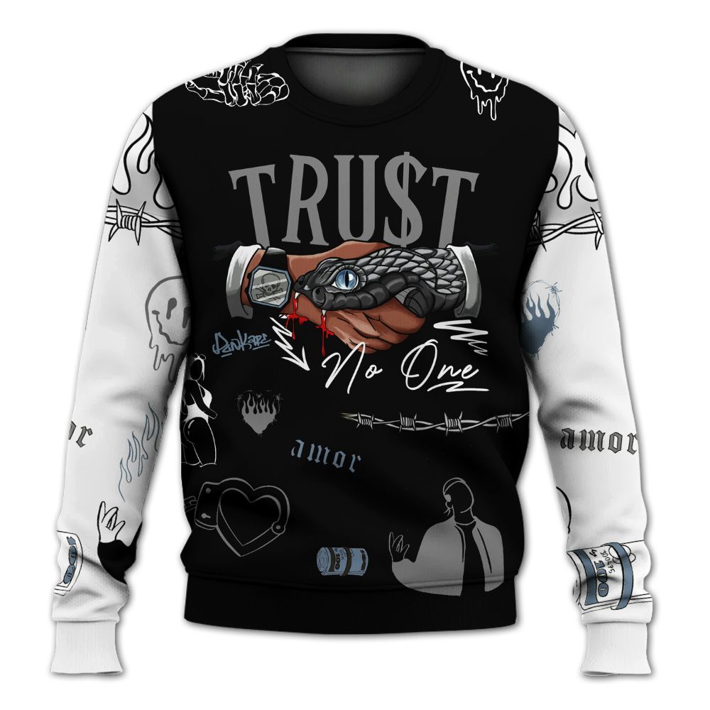 Sweatshirt To Match Black Chrome 6s - Snake Trust No One All Over Print