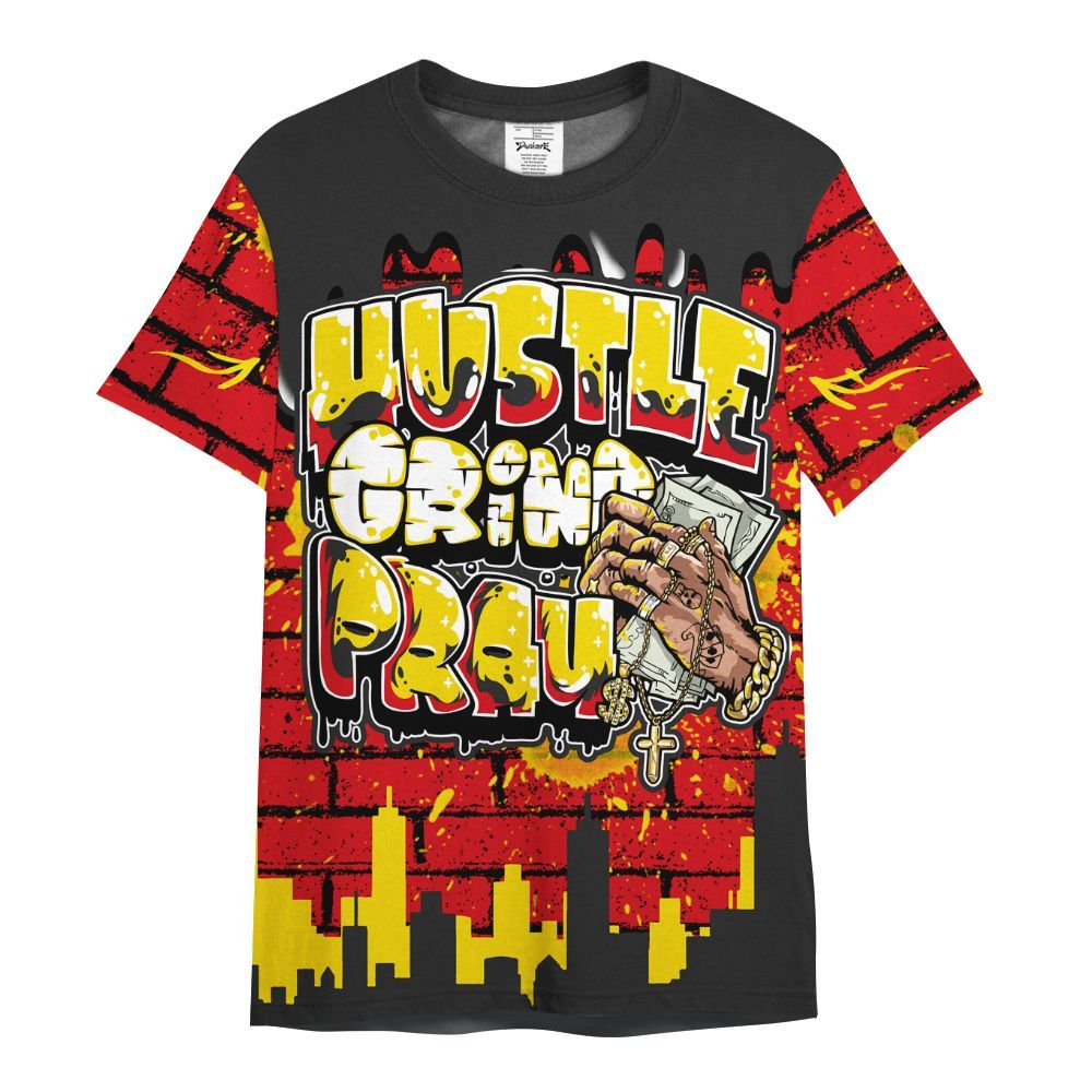 Shirt To Match Ferrari 14s - Hustles Grind Pray Drip All Over Print