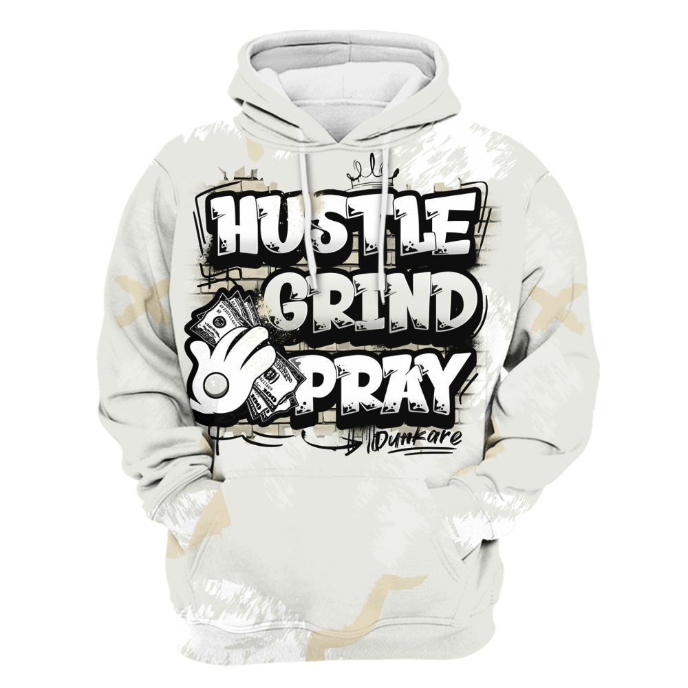 Hoodie To Match Grand Finale 11s Shirt, Hustle Grind Pray Graphic Street Style All Over Print