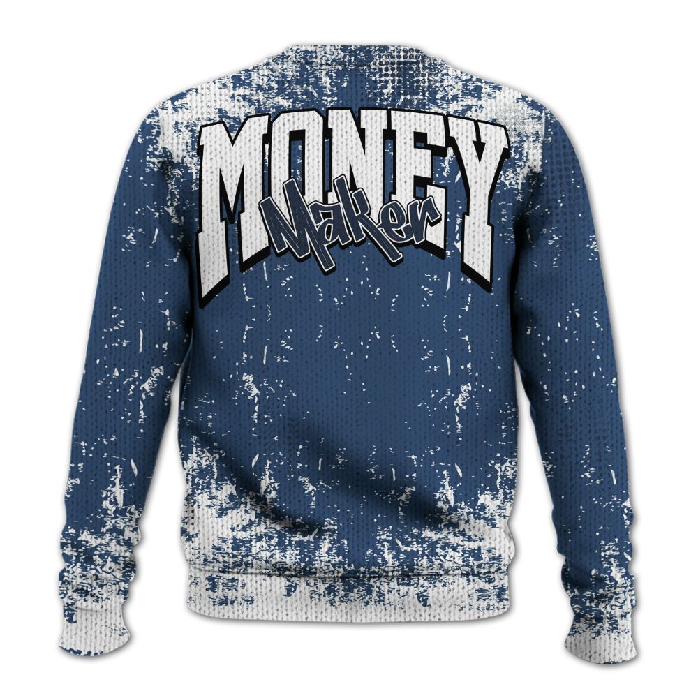 Knitted Sweater To Match Midnight Navy 4s - Move In Silence Money Street Retro