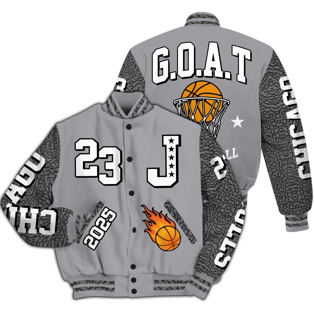 Varsity Jacket To Match Cement Grey 3s - Chicago 23 Basketball All Over Print