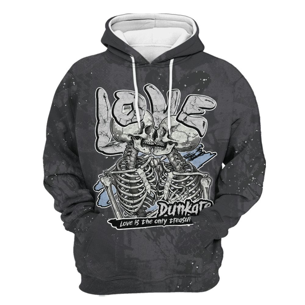 Hoodie To Match Reverse Black White 6s - Skull Love All Over Print