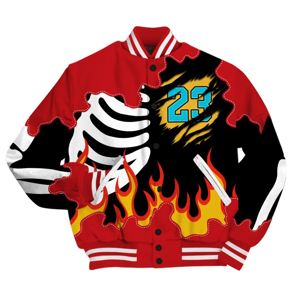 Varsity Jacket To Match Dunk Low Fruity Pebbles - Burning Skeleton 23 G.O.A.T All Over Print