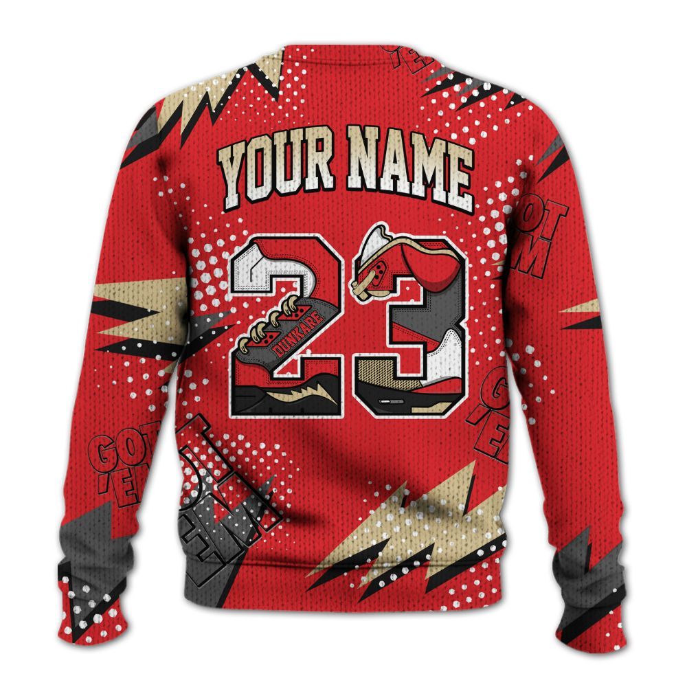 Knitted Sweater To Match Prime 93 Fire Red - Custom Name Number 23 5s