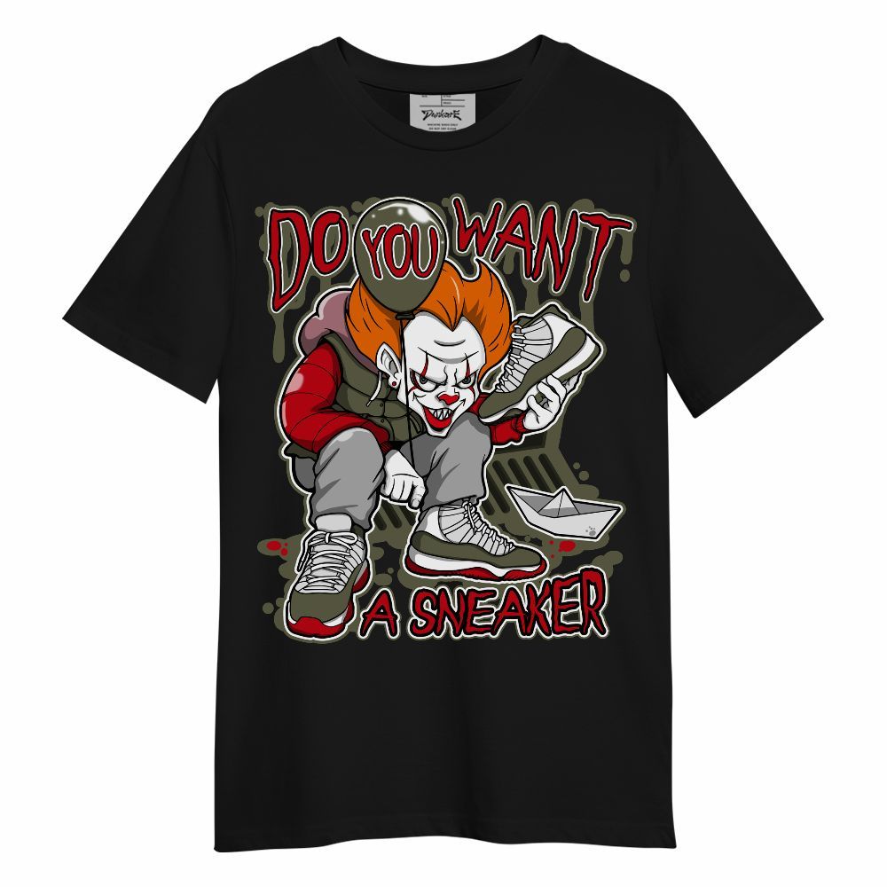 Shirt To Match Travis Scott Low OG Medium Olive 1s - Clown Scary Sneakers Halloween Graphic Unisex Shirt