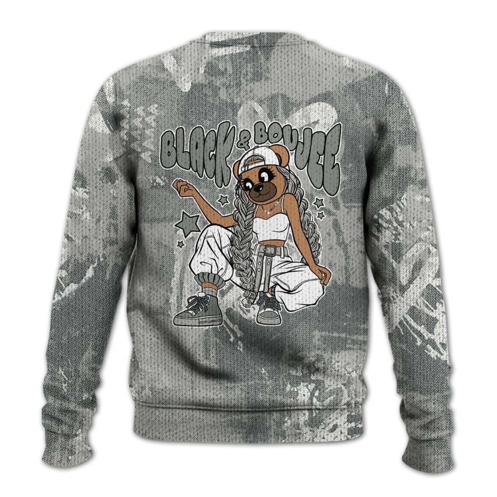 Knitted Sweater To Match Retro Wet Cement 4s - Boujee Girls Bear Heart Grunge