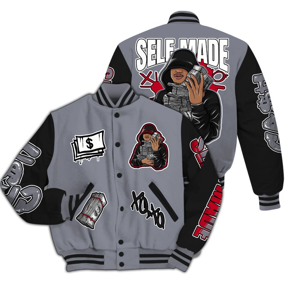 Varsity Jacket To Match Retro Black Flint 13s - Selfmade Unique All Over Print