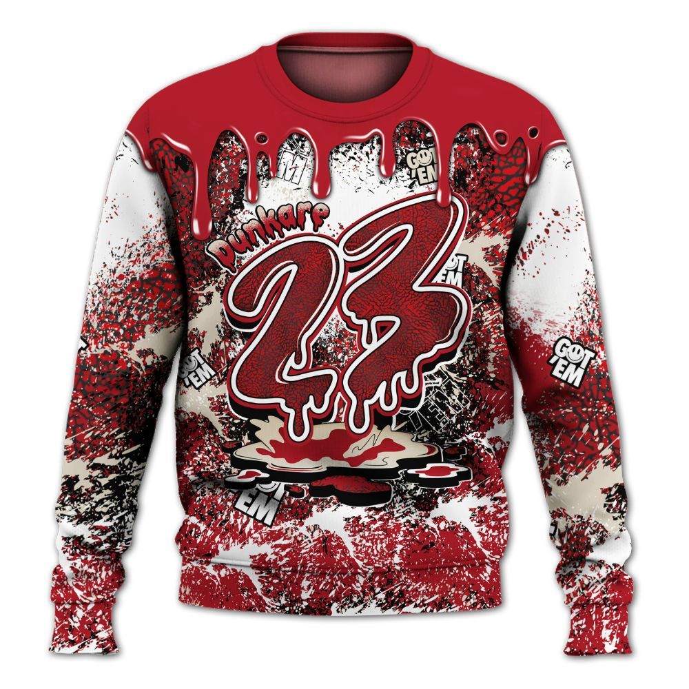 Sweatshirt To Match Mid Red Cracked Leather 1s - Dripping 23 Drip All Over Print