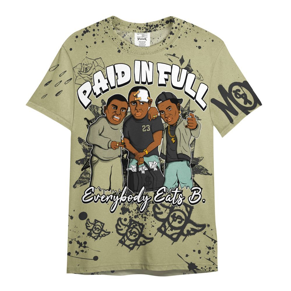 Shirt To Match Dunk Low Suede Olive Aura - Everybody Paid In Full Crayon All Over Print