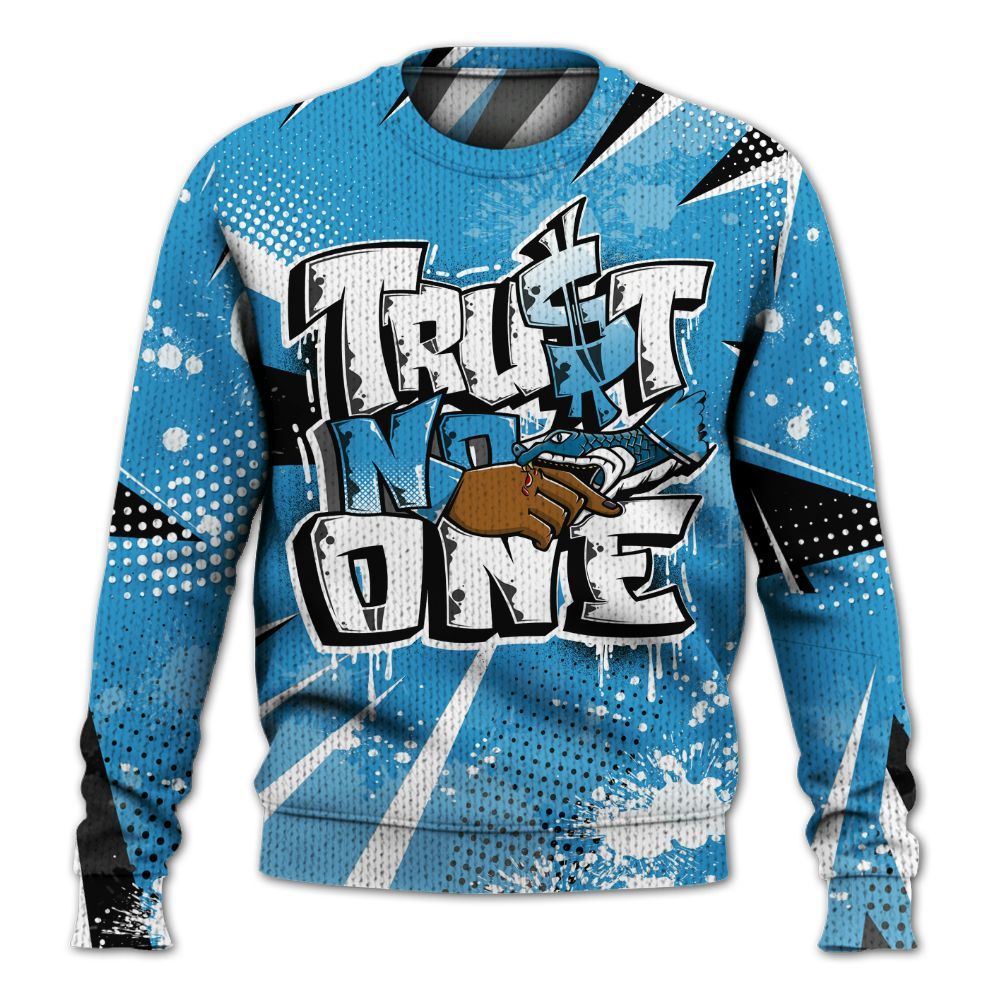 Knitted Sweater To Match Powder Blue 9s - Poly Trust No One Dripping