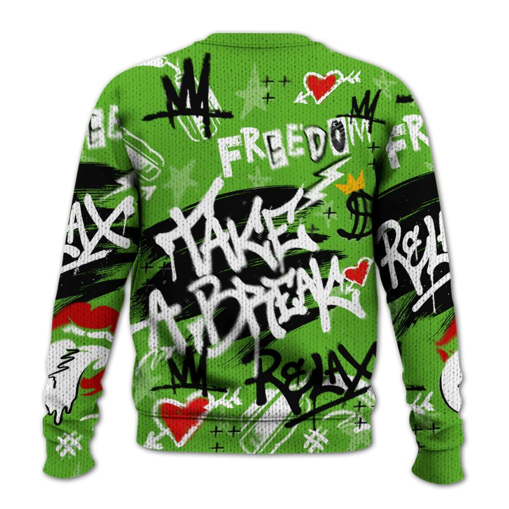 Knitted Sweater To Match Air Foamposite One Volt - Take Break Freedom Graffiti Streetwear