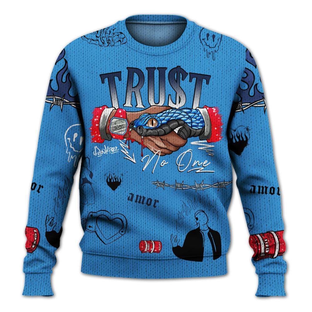 Sweater To Match Retro Blueberry 6s - Snake Trust No One Graphic