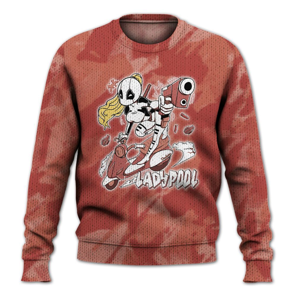 Knitted Sweater To Match Dune Red 13s - Lady Pool Cartoon Abstract Halftone