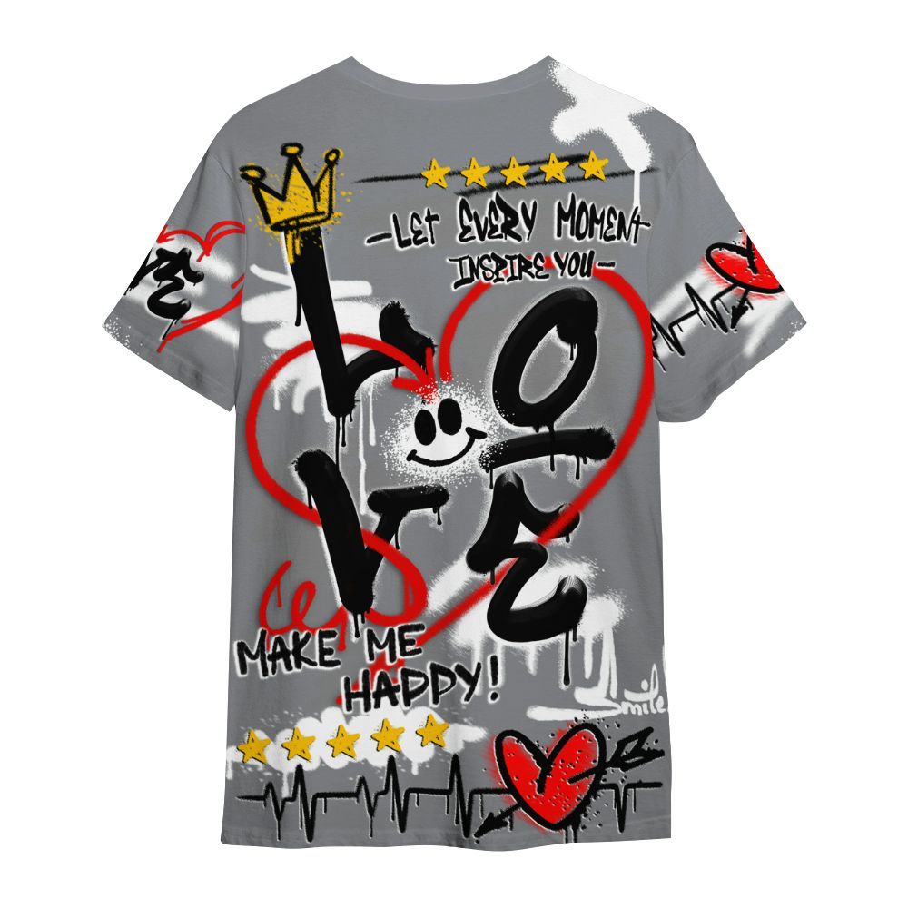 Shirt To Match Black Cement 3s - Happy Love Beats Graffiti Streetwear All Over Print