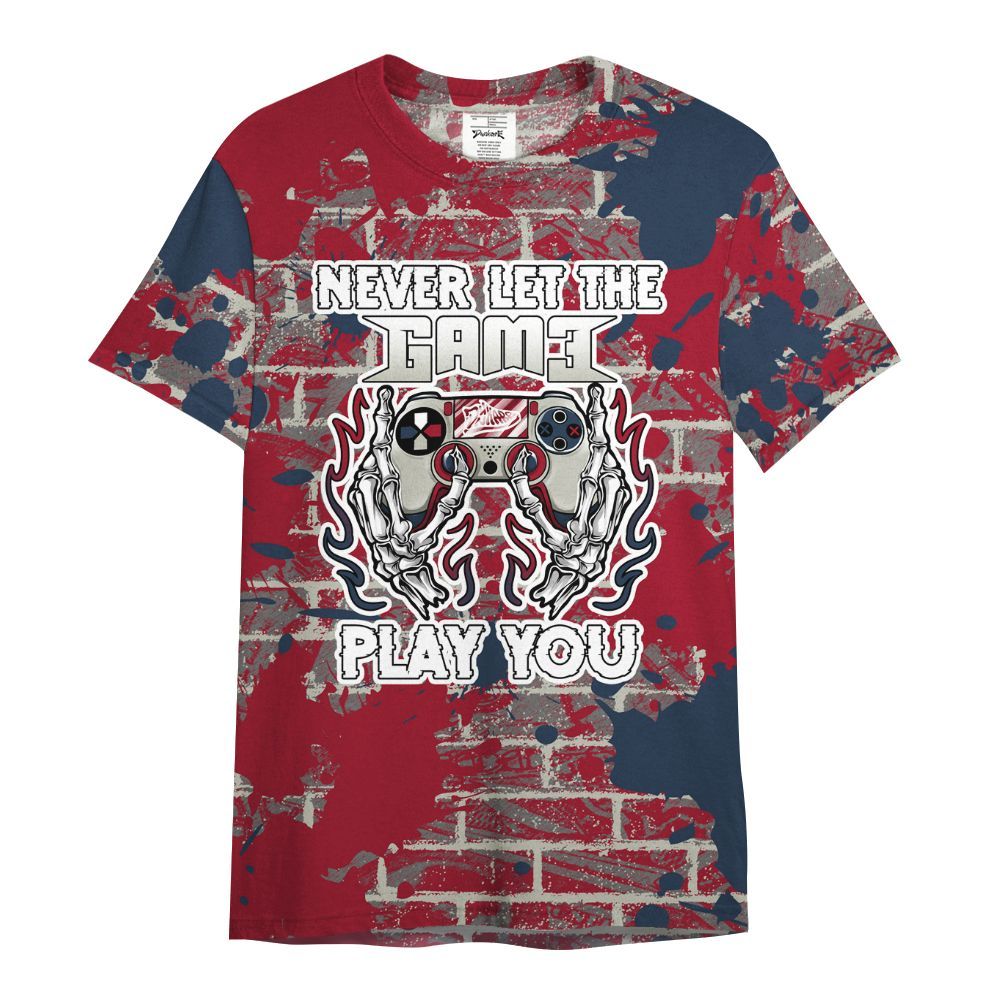 Shirt To Match White Midnight Navy 6s - PlayGame Skull Brick All Over Print