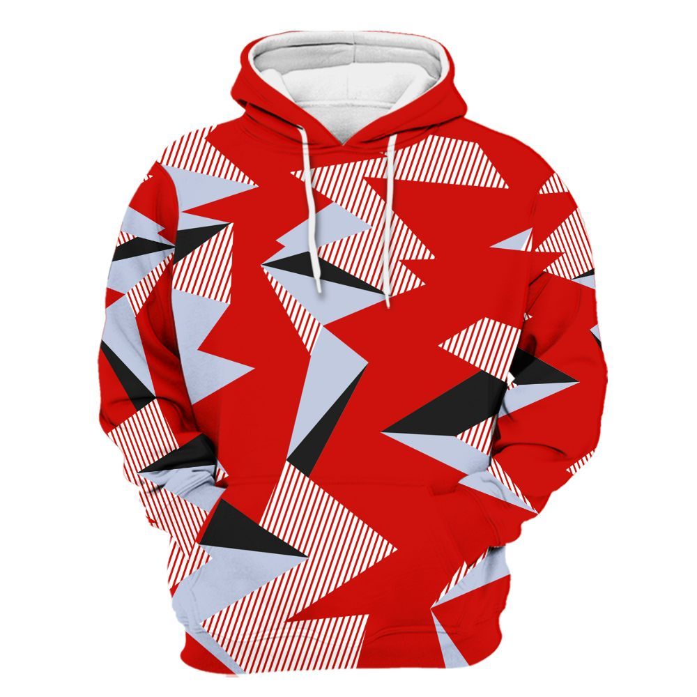 Hoodie To Match Fire Red 6s - Geometric Camouflage Pattern All Over Print