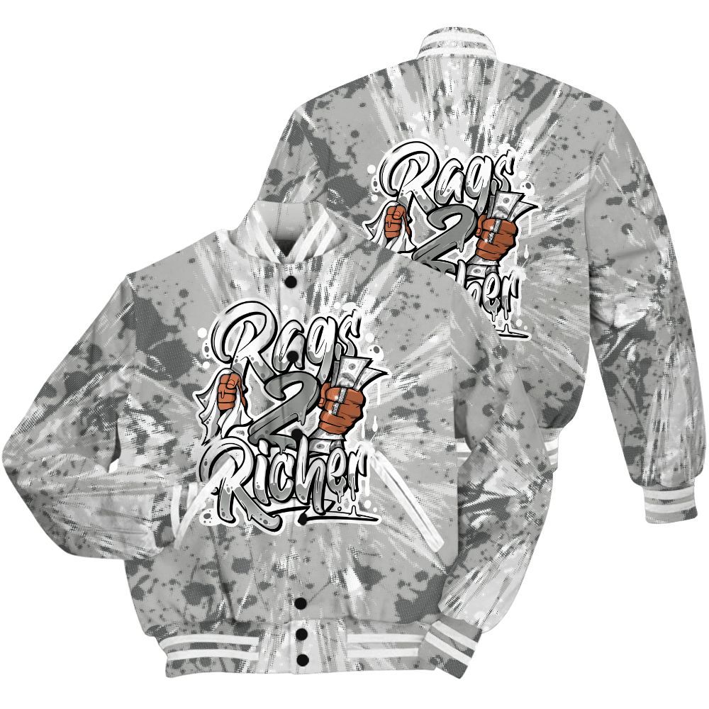 Varsity Jacket To Match Retro Wet Cement 4s Shirt - Rag 2 Rich Graphic Luxury All Over Print