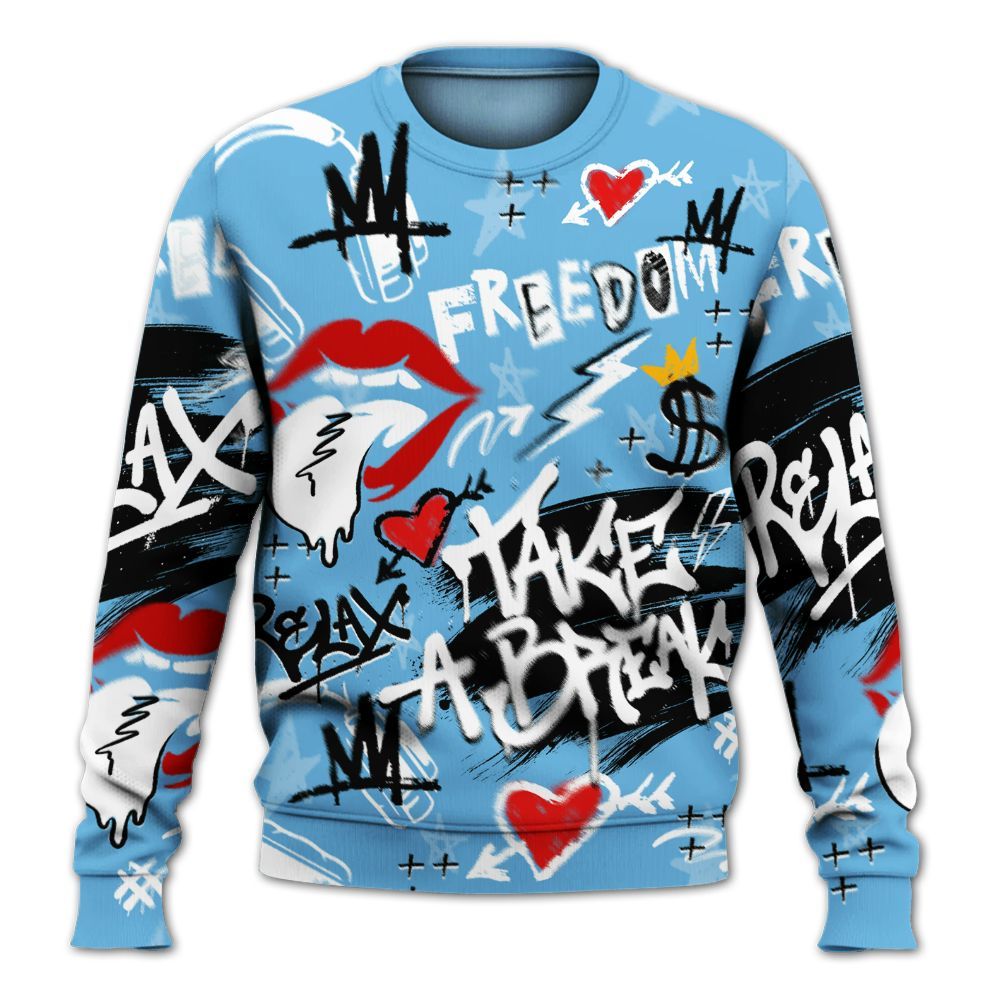 Sweatshirt To Match Melo 12s - Take Break Freedom Graffiti Streetwear All Over Print