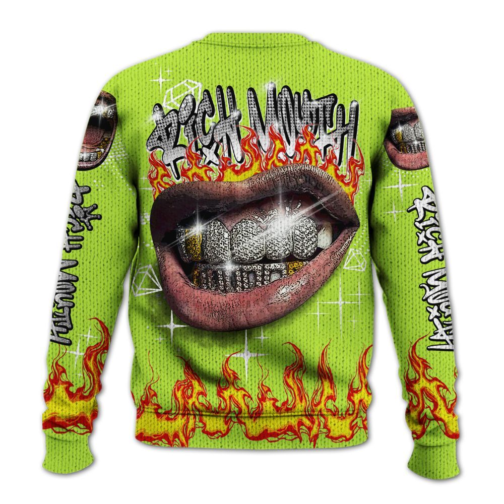 Knitted Sweater To Match Air Force 1 Low Dance Volt - Rich Mouth Fire Rap Retro 90s