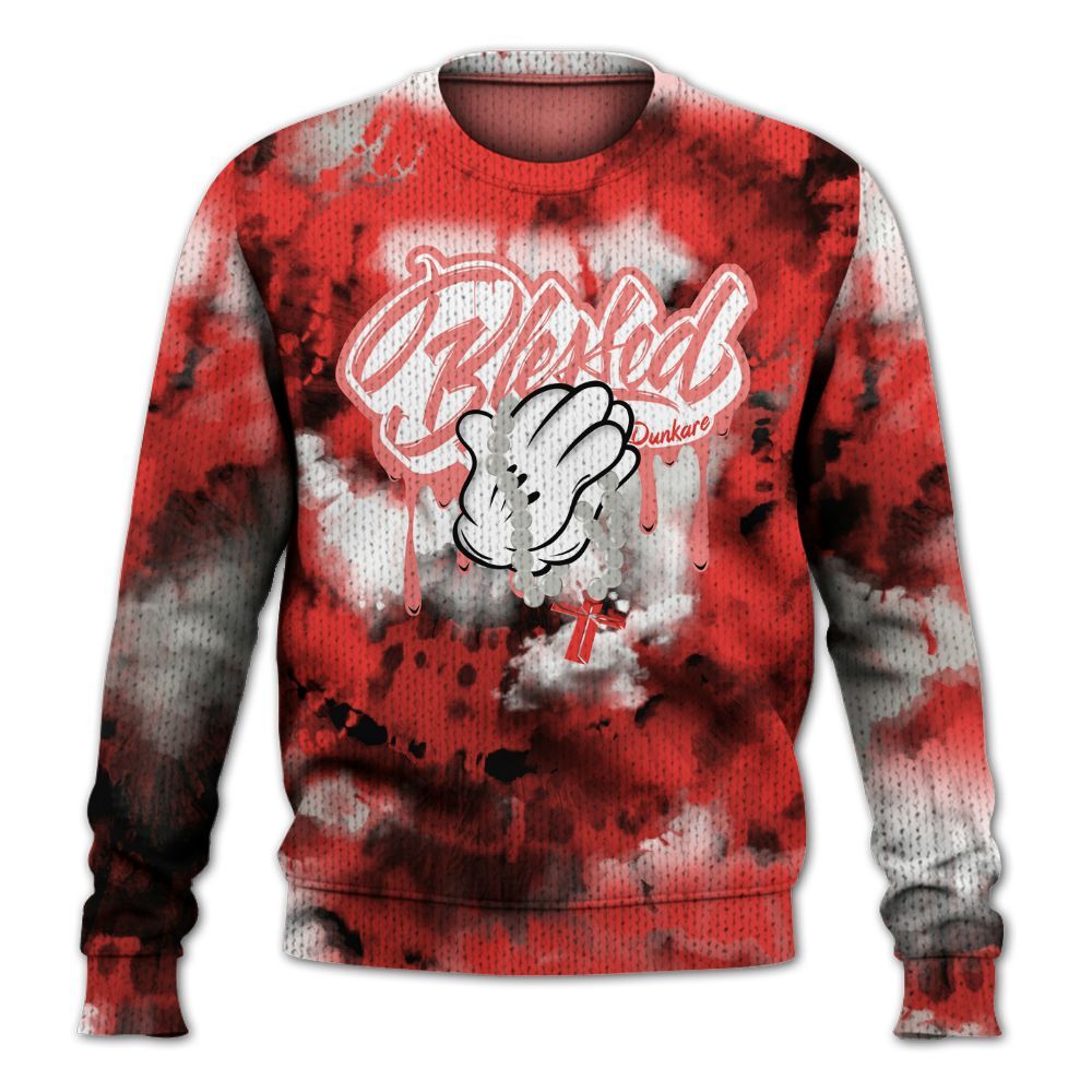 Knitted Sweater To Match Vomero 5 Bright Crimson - God Blessed Tie Dye