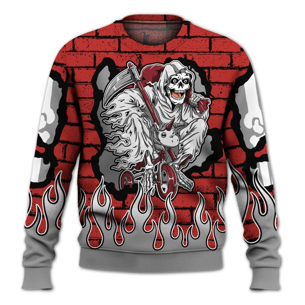 Sweatshirt To Match Bred Reimagined 4s - Self Make Skeleton Crashed All Over Print