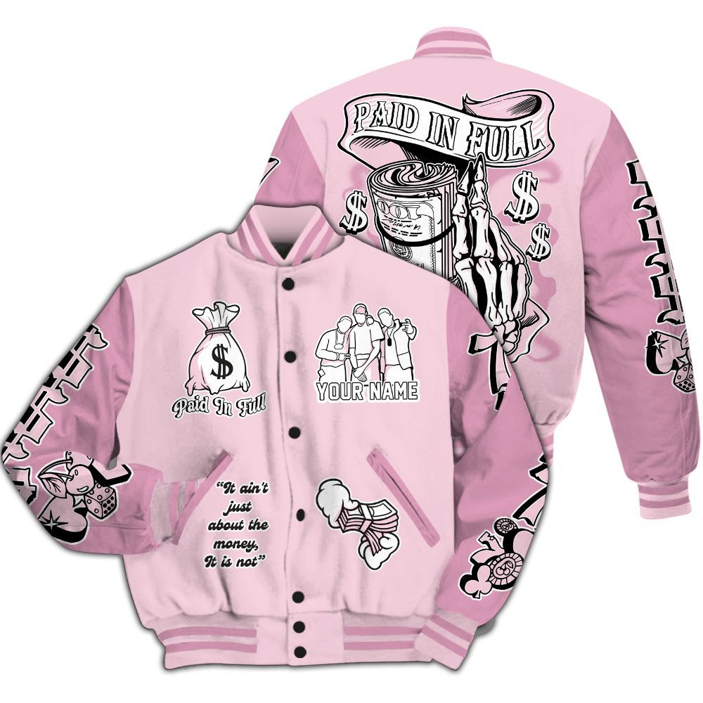 Varsity Jacket To Match Orchid 4s - Paid In Full Baseball Varsity Jacket Custom Name All Over Print
