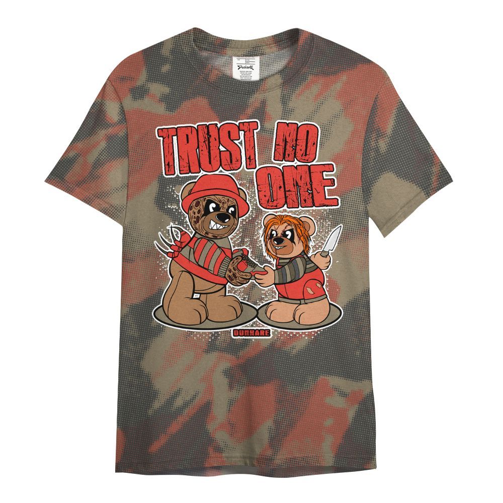 Shirt To Match Olive 9s - Trust No One Bear Abstract Halftone All Over Print