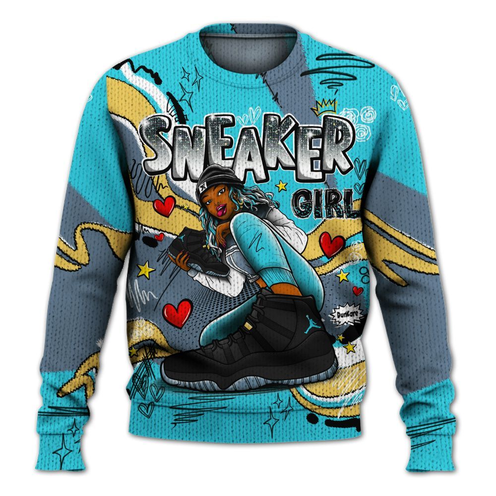 Sweater To Match Retro Gamma Blue 11s - Sneaker Girl With Shoes Graphic