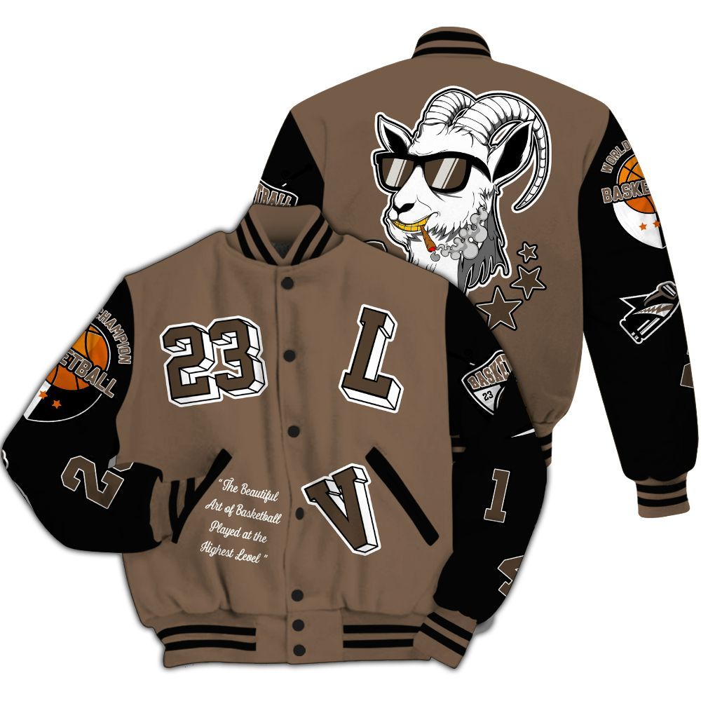 Varsity Jacket To Match Dark Mocha Jack - The GOAT Got Em Streetwear All Over Print
