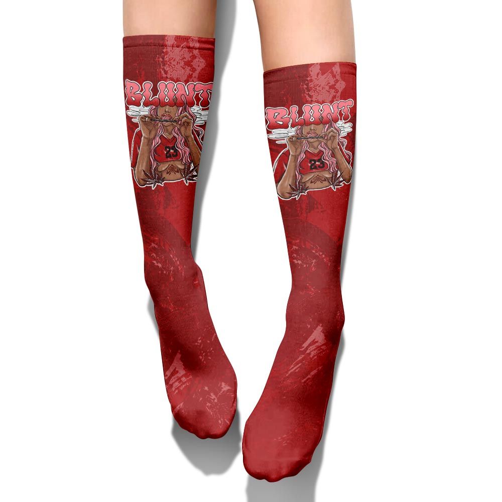 Sock To Match Red Taxi 12s - Bluntz Unique Circle Splash