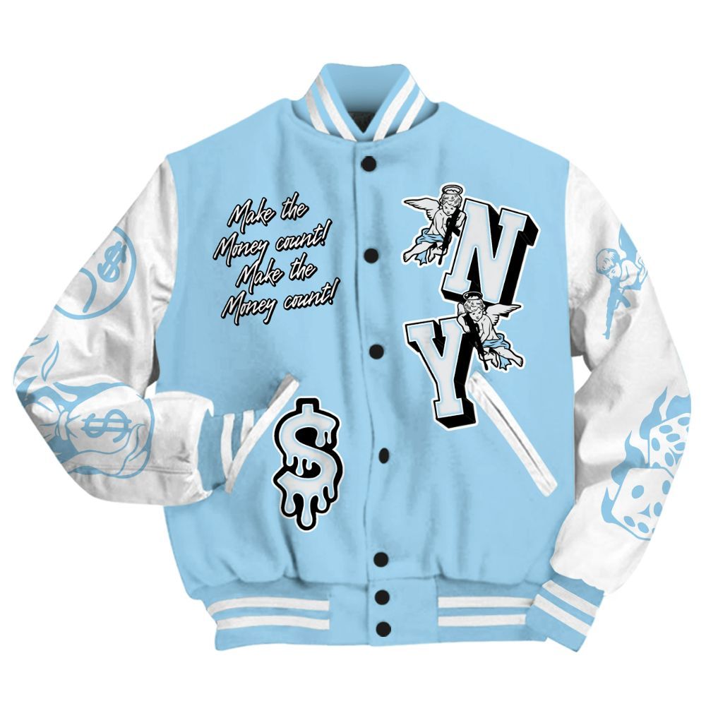 Varsity Jacket To Match Legend Blue 11s - Paid In Full Money All Over Print